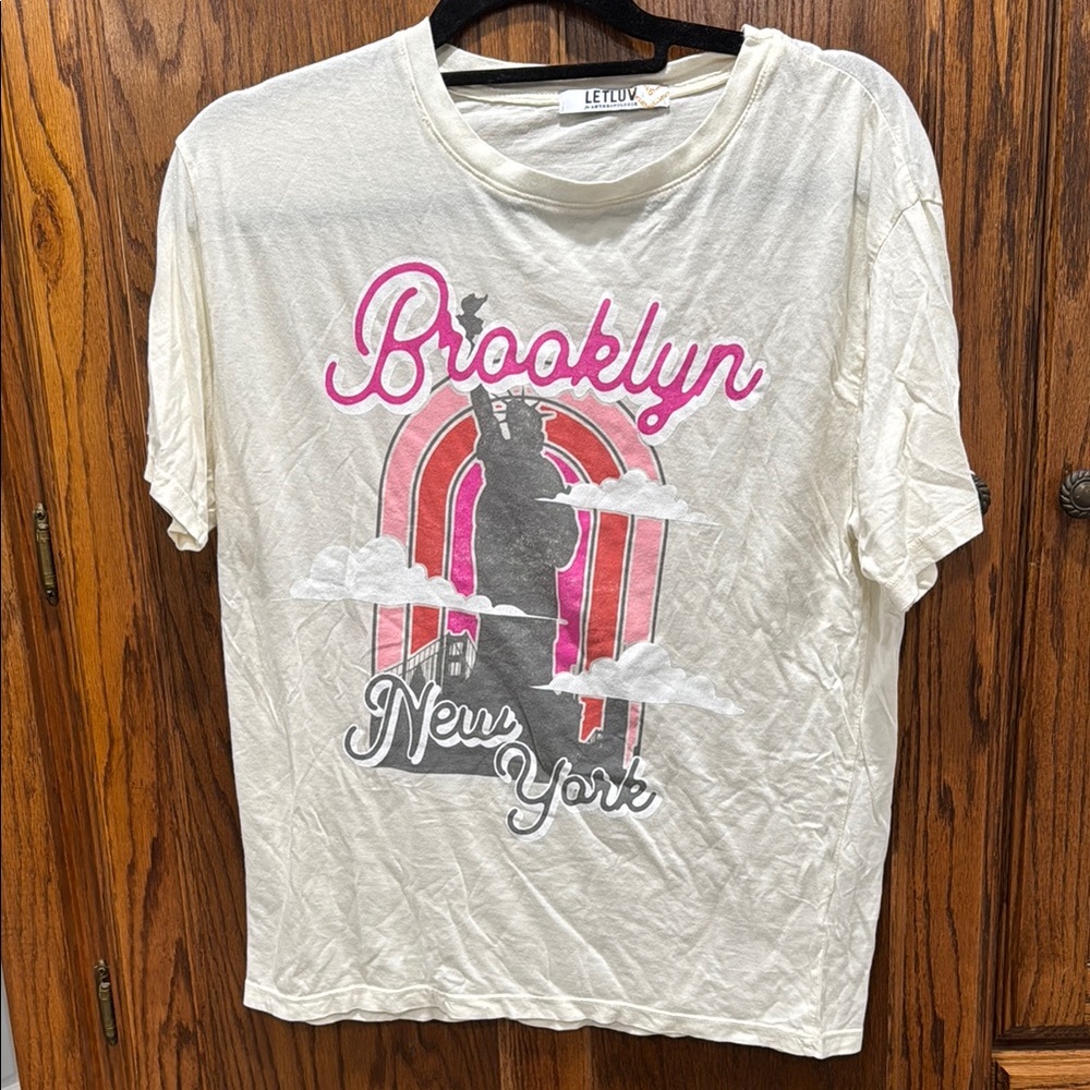 Anthropologie Cream Brooklyn Graphic Tee